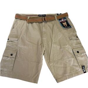 Iron Co Mens Khaki Cargo Shorts Size 40 NEW w Belt